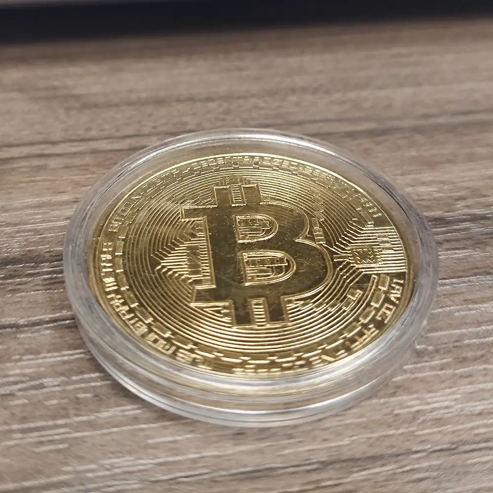 Bitcoin replica with protective case