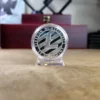 Silver Litecoin crypto replica with display case