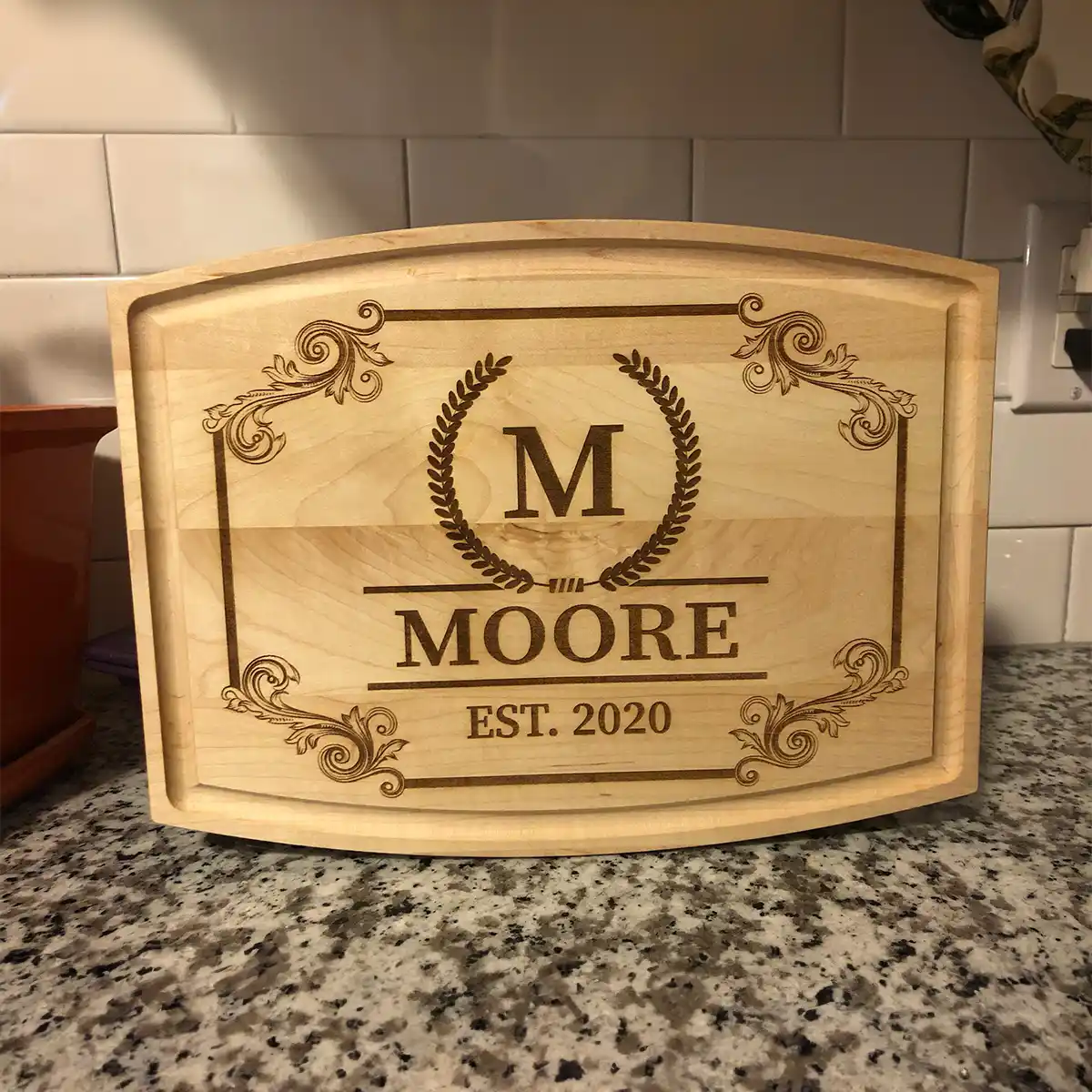 Custom personalized maple cutting board for wedding gift