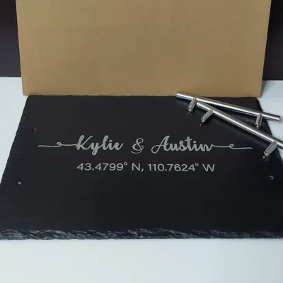 Personalized slate serving tray for wedding